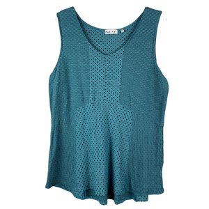 Habitat Top Lagenlook High Low Flowy V Neck Blue